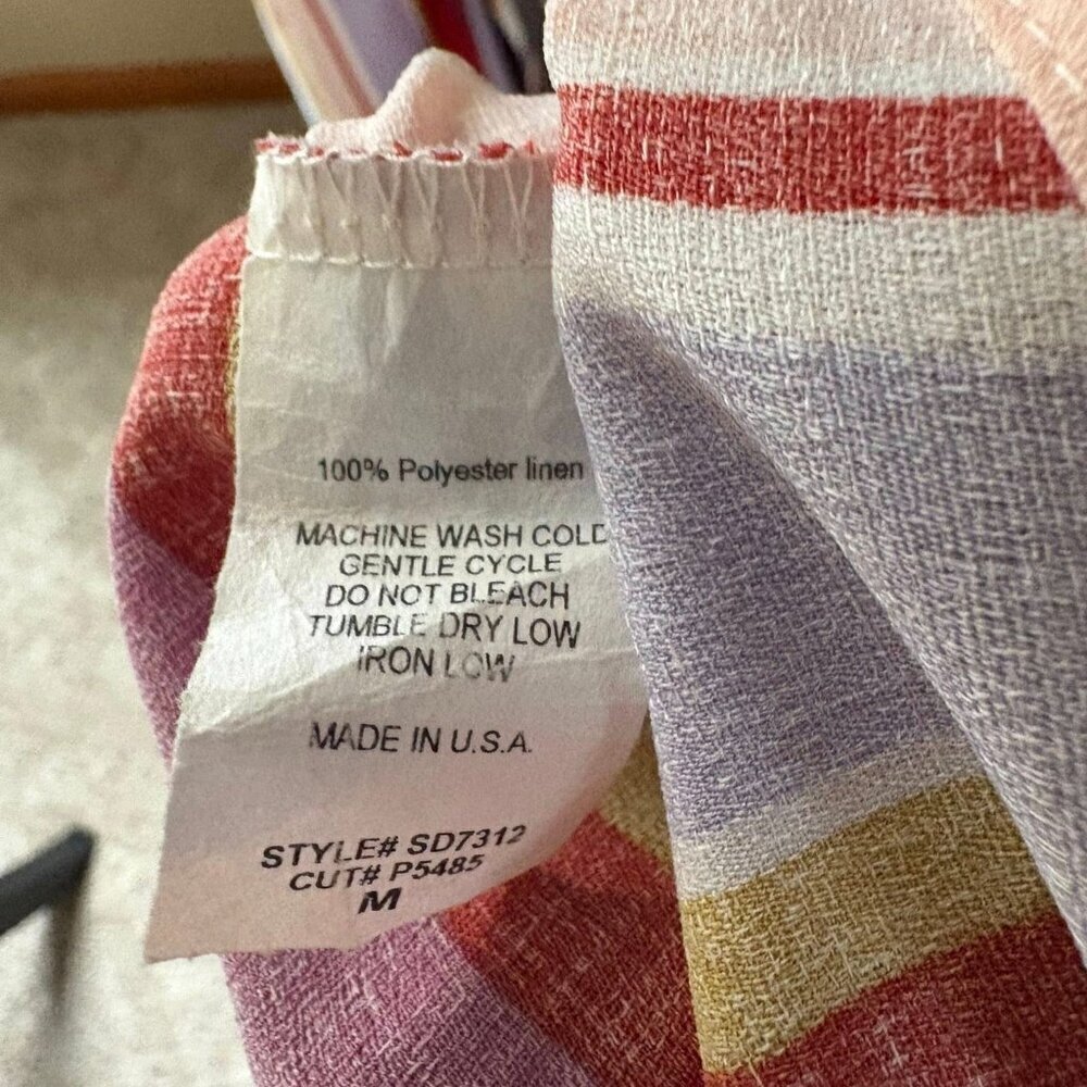 π Hailey & Co. Retro Striped Tied Midi Multi-Striped Dress with Pockets Medium - Picture 6 of 9